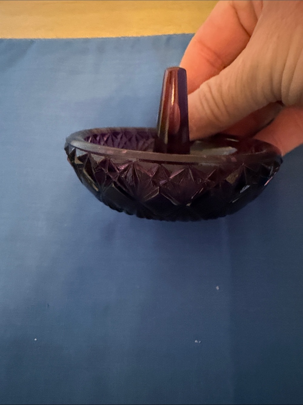Fenton Deep Purple Glass Ring Holder Dish